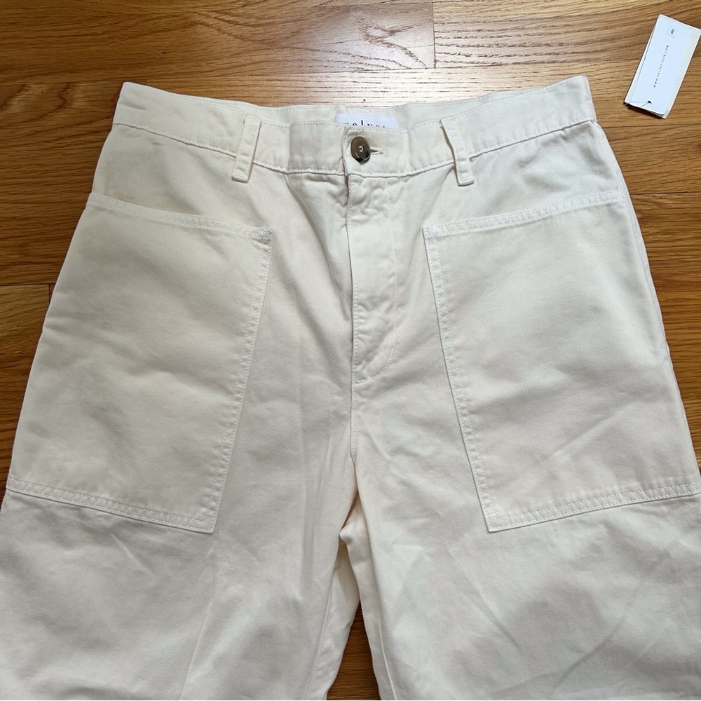 Velvet By Graham & Spencer Brylie Ivory Cotton Twill Pants - Picture 15 of 16
